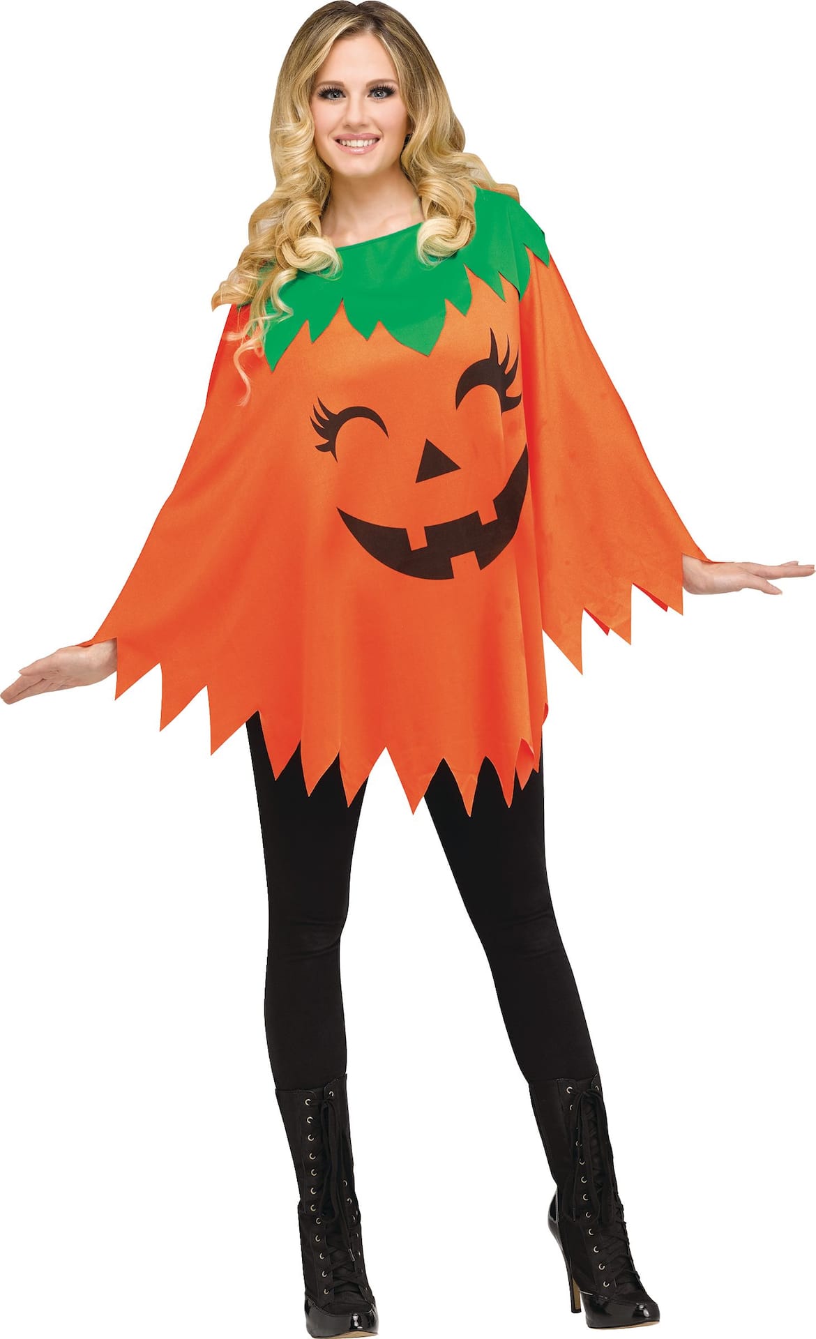 Pumpkin Print Poncho Halloween Costume, Adult, One-Size | Party City