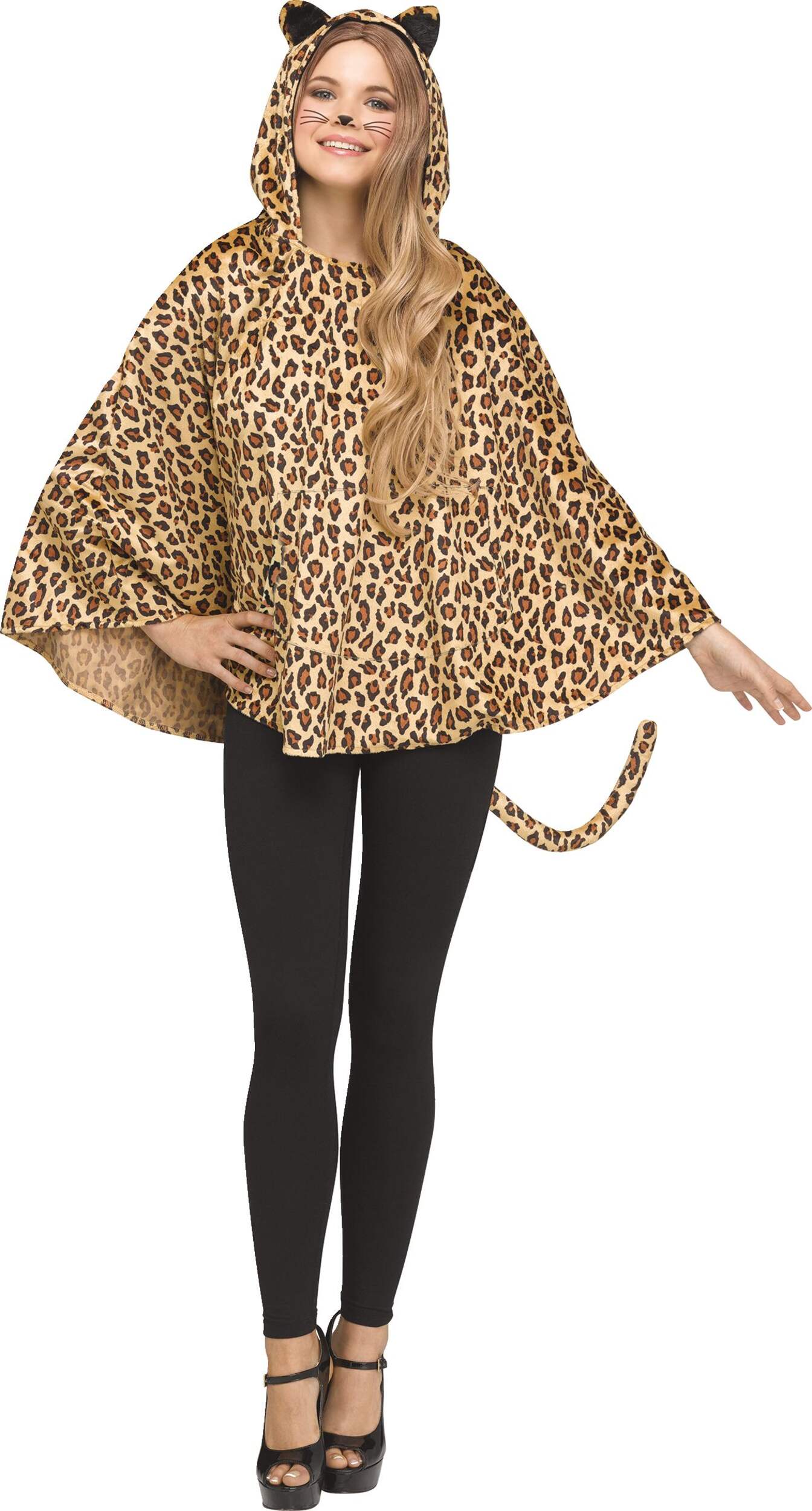 Leopard Print Poncho Halloween Costume, Adult, One-Size Front_Flat