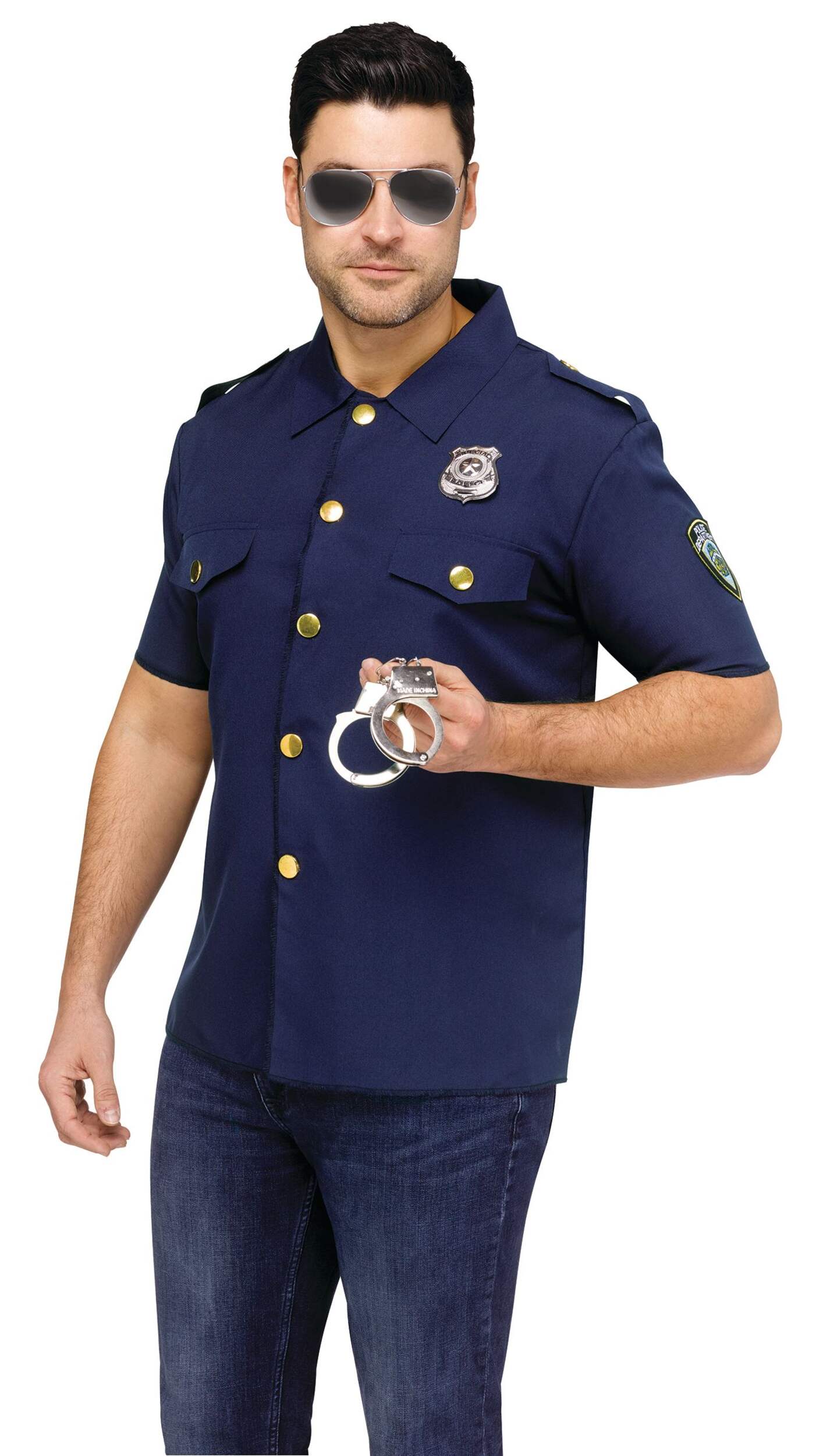 Police-Style Fun Aviator Glasses Halloween Costume Accessory, Adult, One-Size Front_Angled_Left