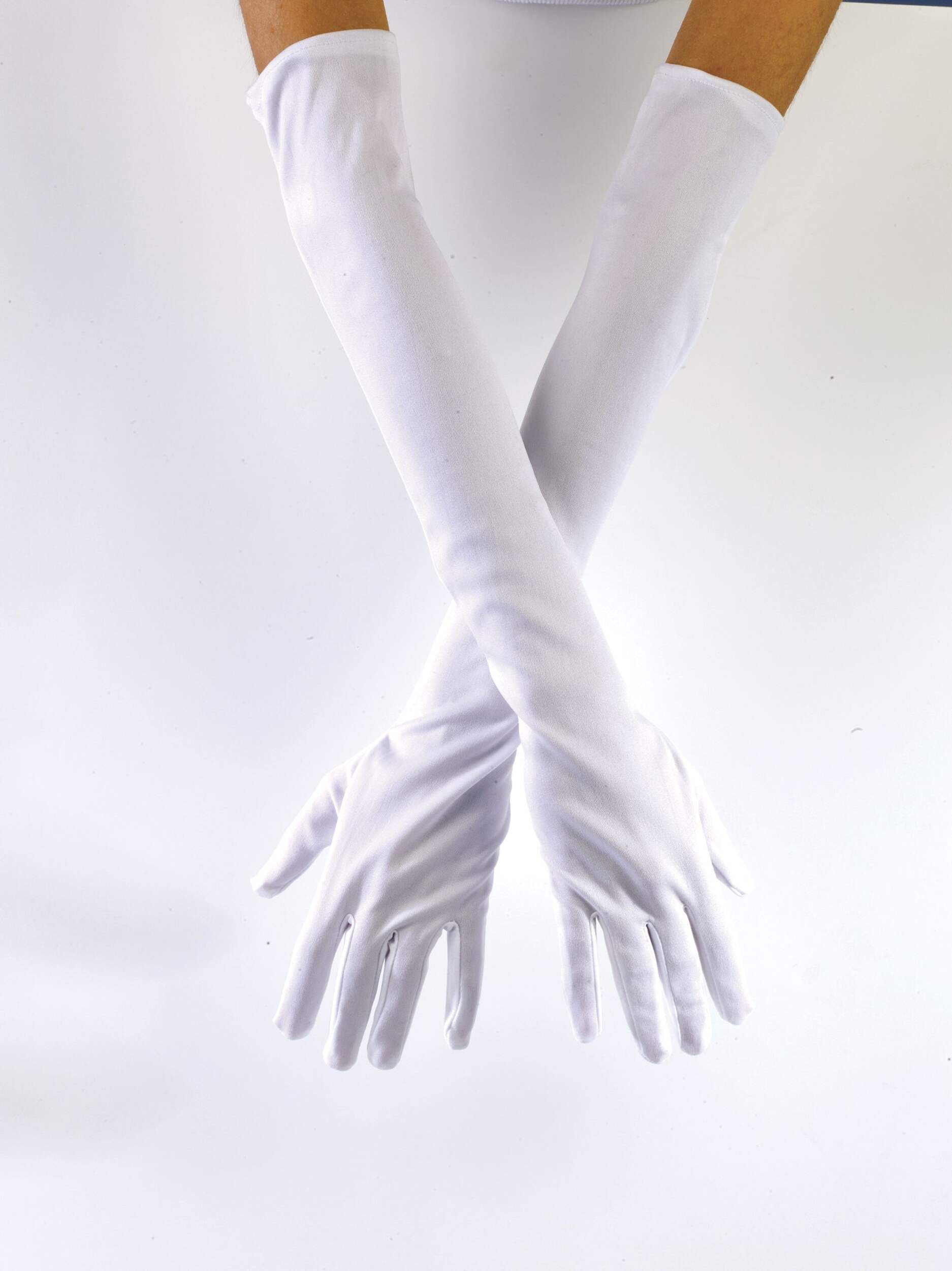 Gants longs d'opéra au coude, blanc, adultes, taille unique Back_Flat