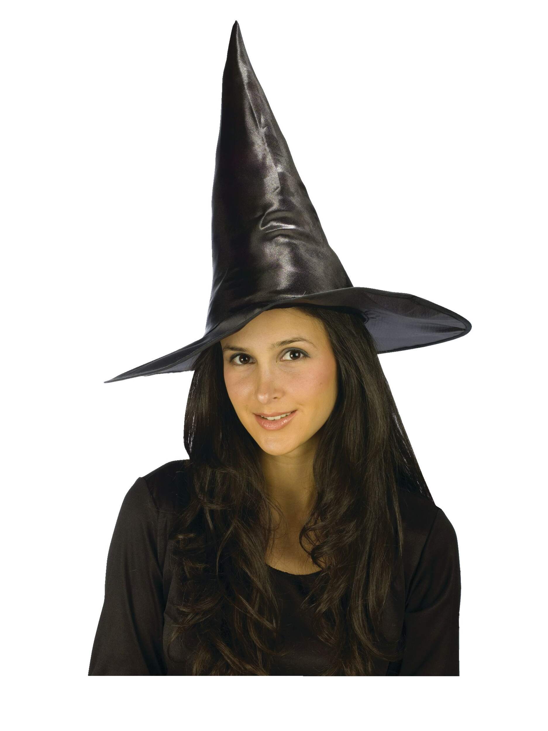 Chapeau de sorcière en taffetas, taille unique, accessoire de costume prêt-à-porter pour l'Halloween Front_Angled_Left