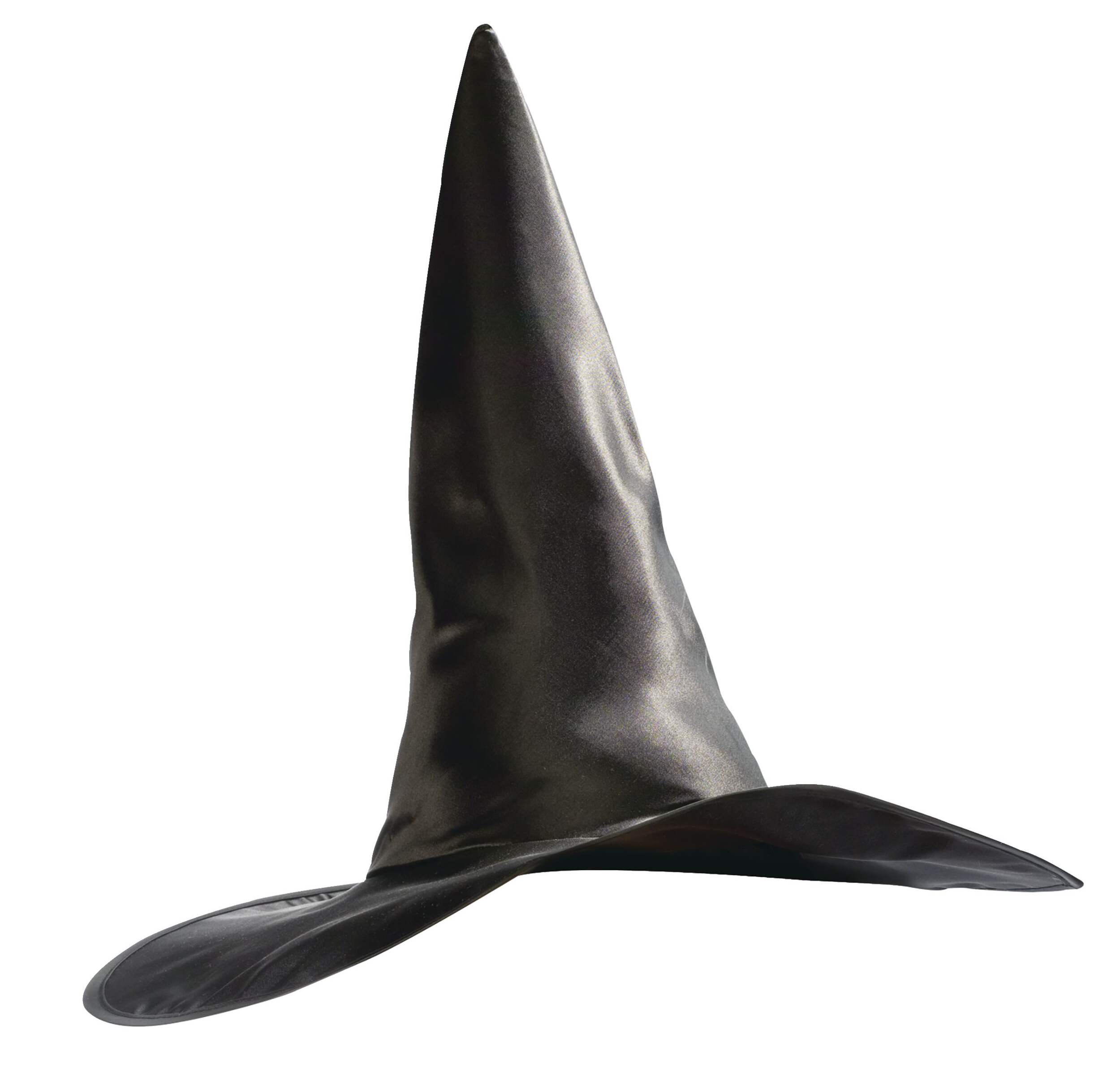 Deluxe Satin Witch Hat, One Size, Wearable Costume Accessory for Halloween Front_Three_Fourths_Angled_Left