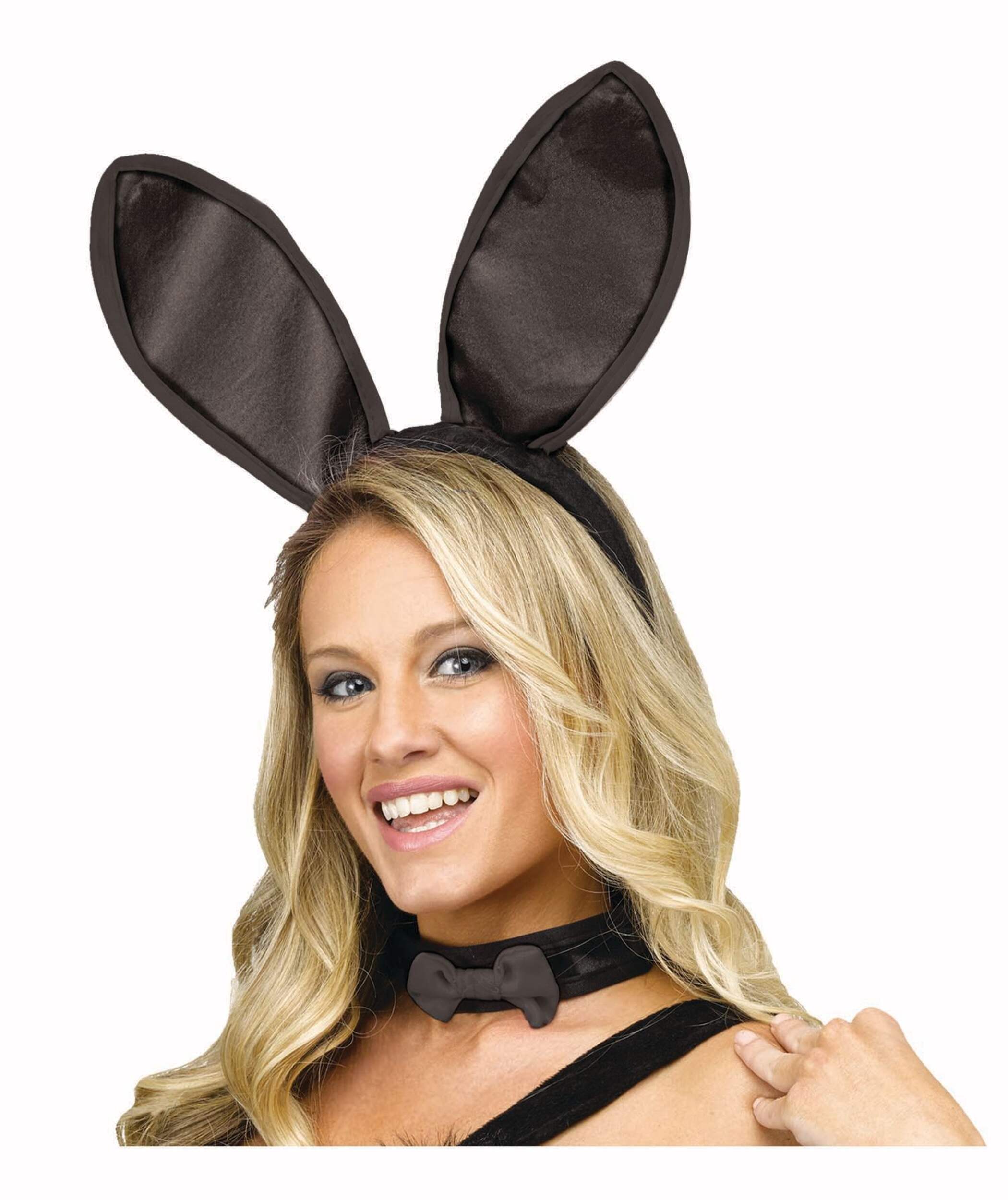 Serre-tête à oreilles de lapin, noir, taille unique, accessoire de costume prêt-à-porter pour l'Halloween Front_Flat