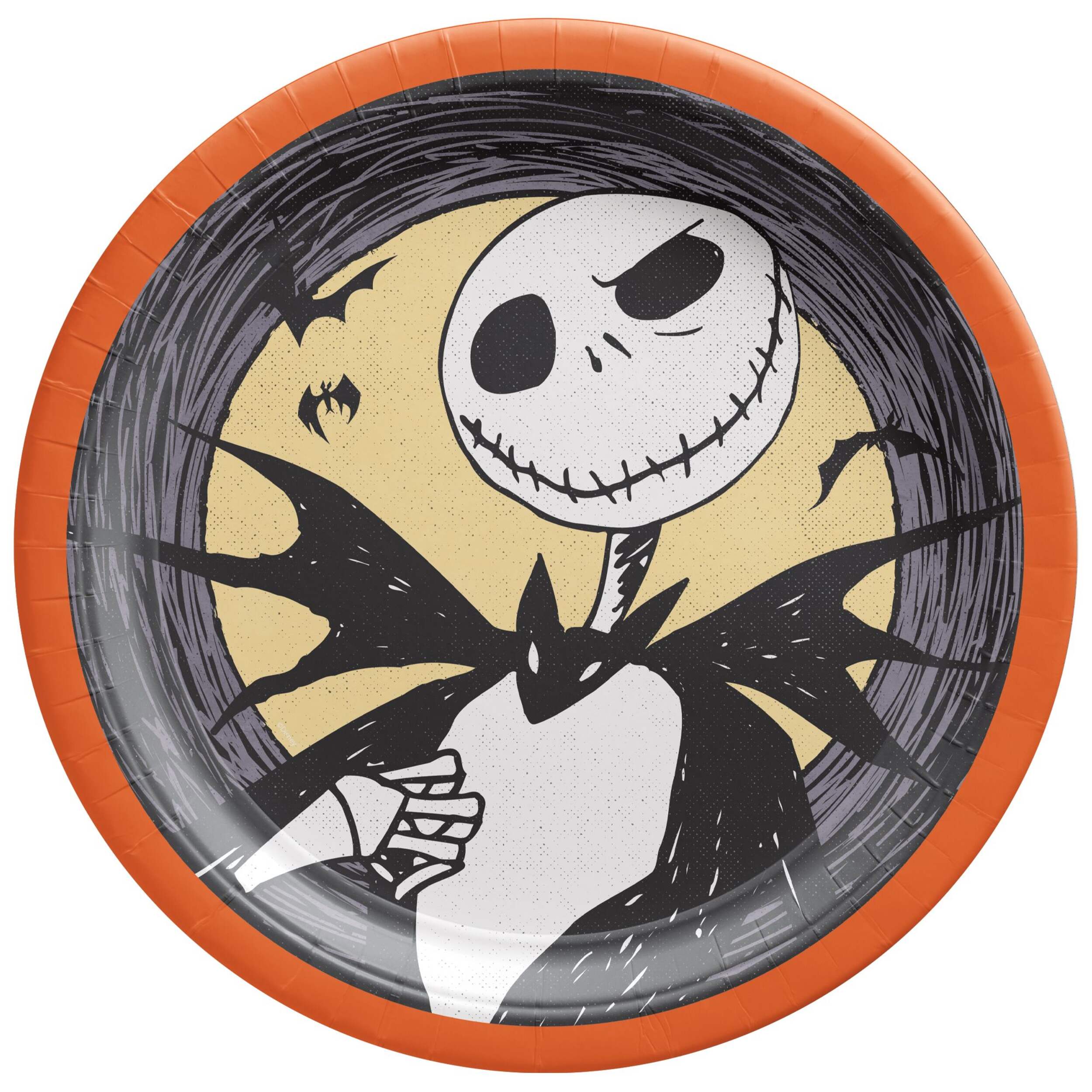 Nightmare Before Christmas Pumpkin King Round Plate, 10-in, 18-pk Overhead_Flat