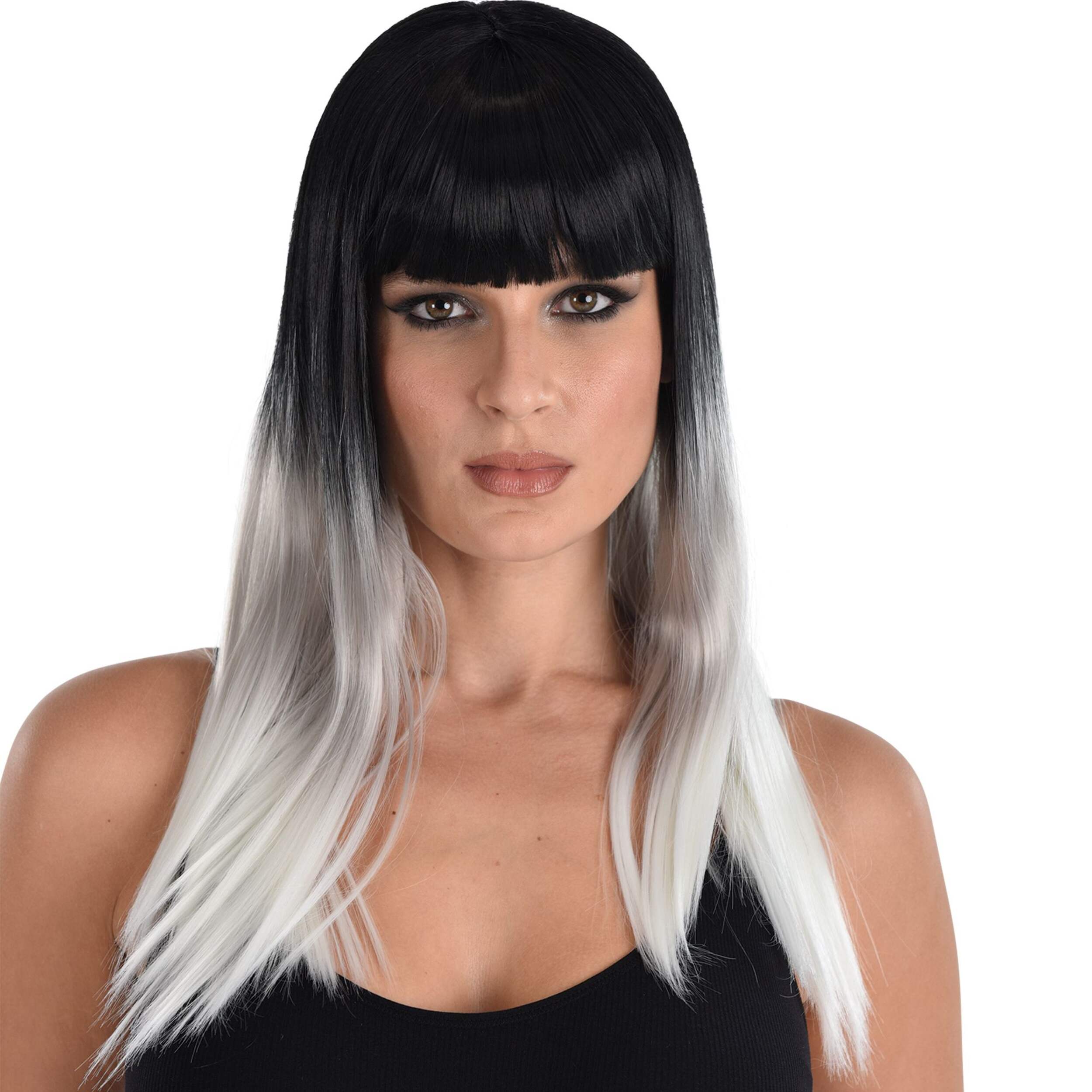 Black & White Ombre Wig Front_Flat