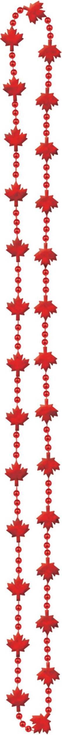 Maple Leaf Bead Necklaces, Red, One Size, 3-pk, for Canada Day Overhead_Flat