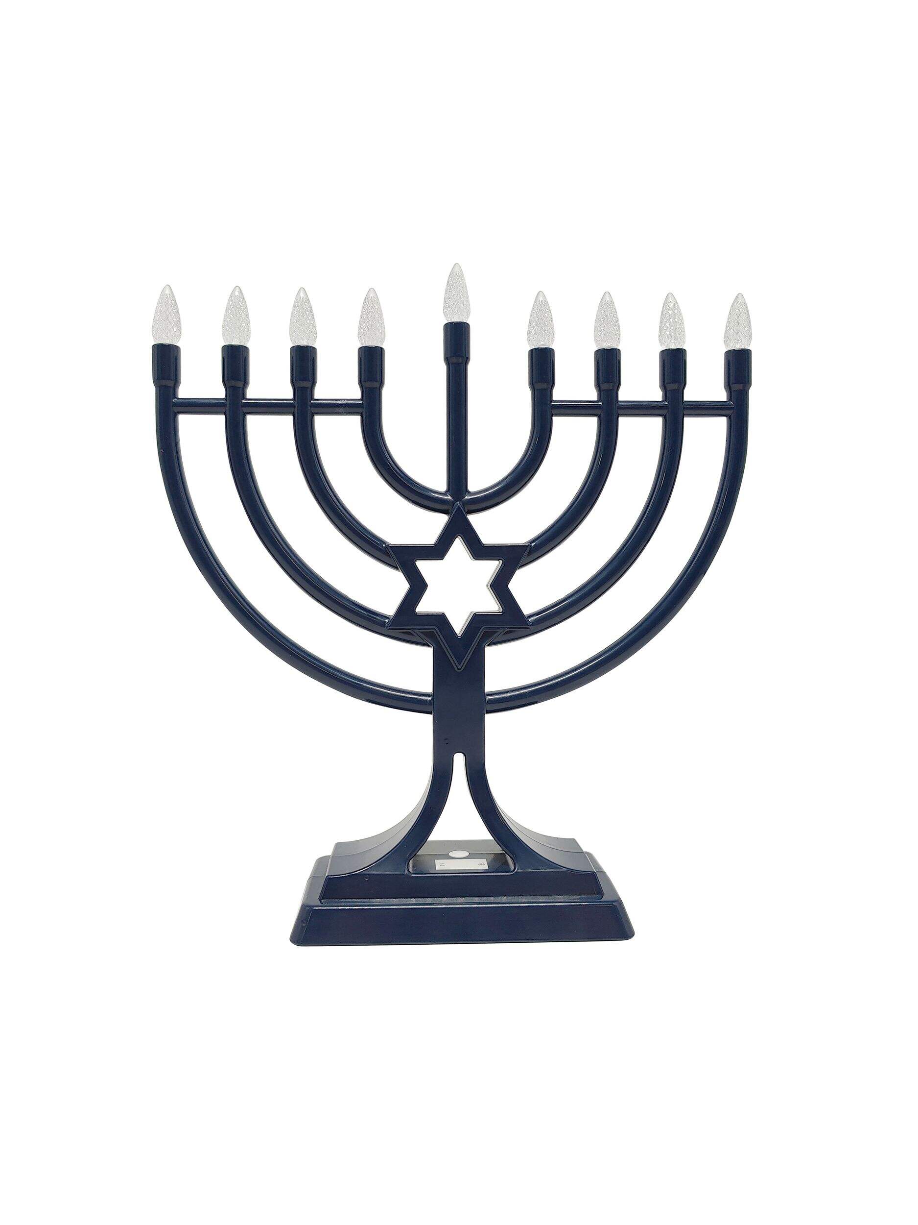 Hanukkah Battery-Operated LED Menorah, 12 x 10.75-in Front_Flat