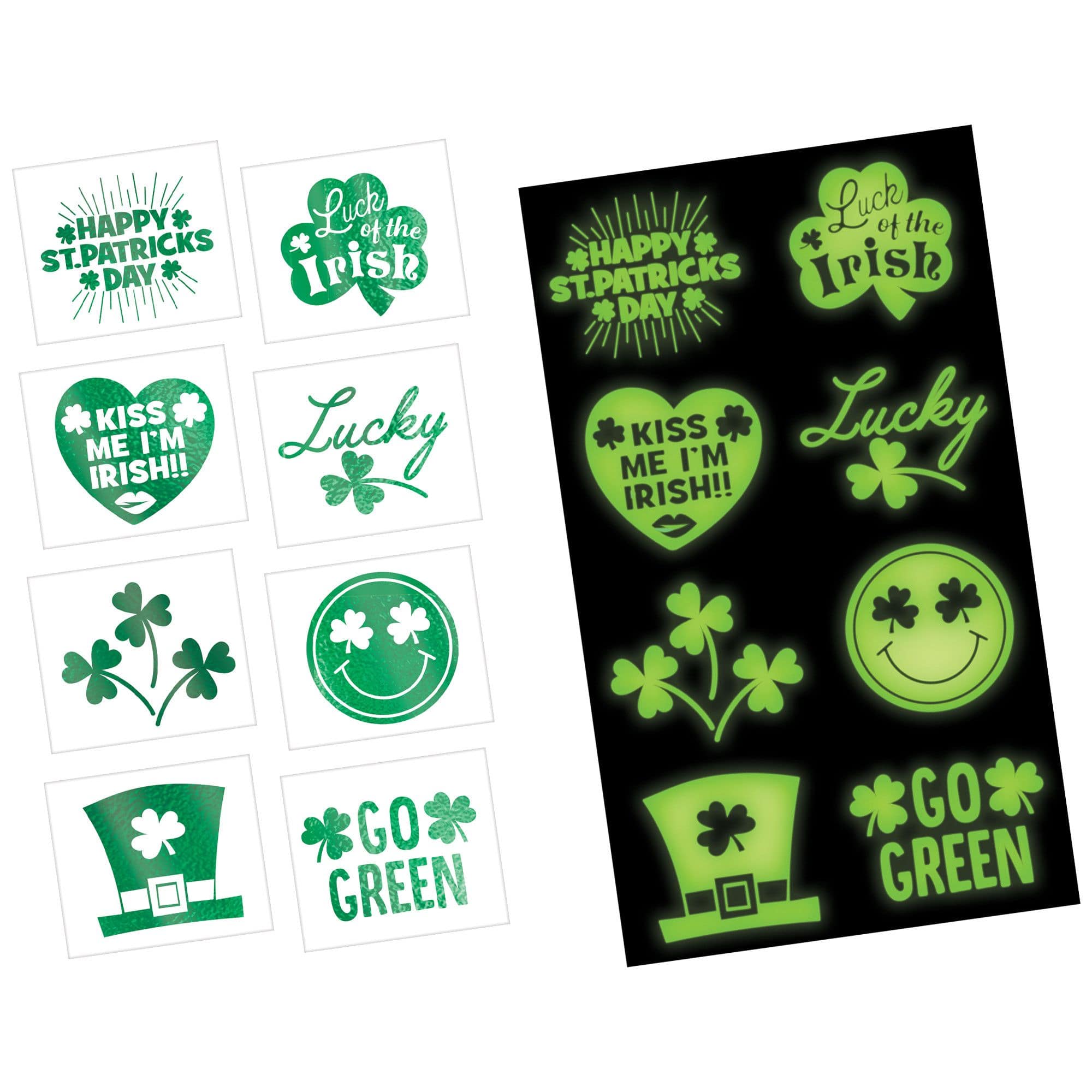 St. Patrick's Day Glow Foil Tattoos | Party City