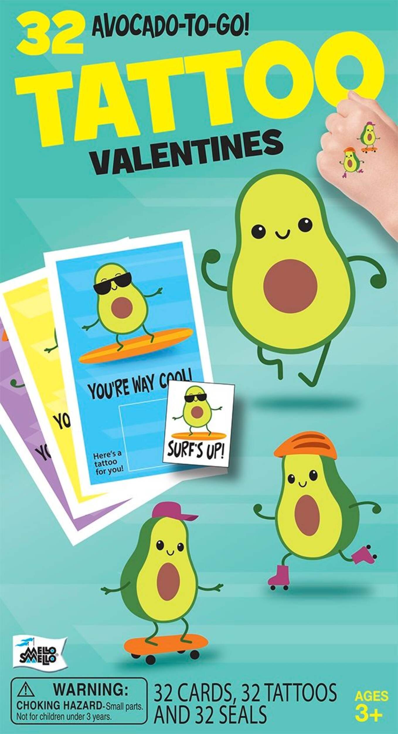 Valentines Avocado Tattoo Exchange Cards Kit Front_Flat