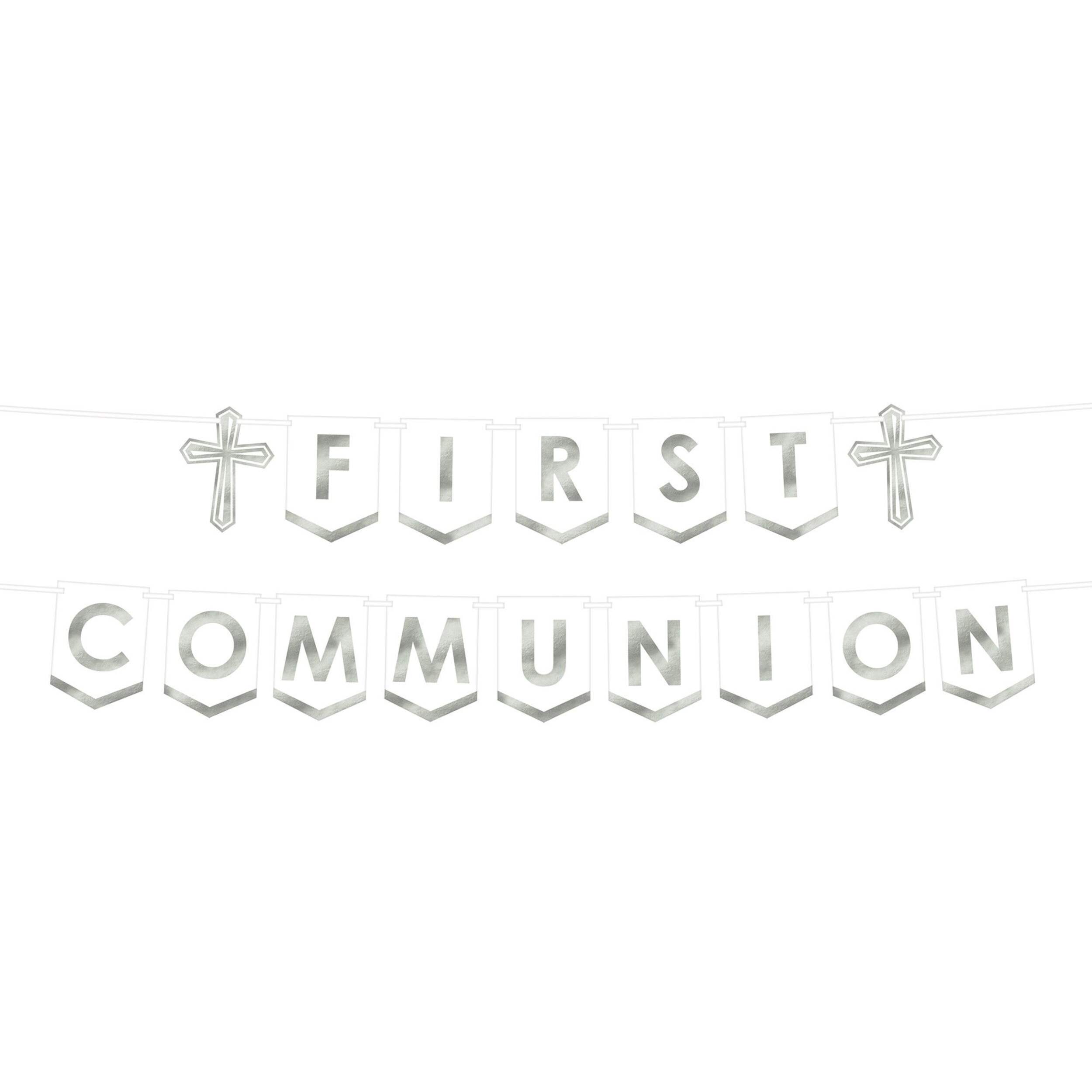 Silver First Communion Banner, 2-pc Front_Flat