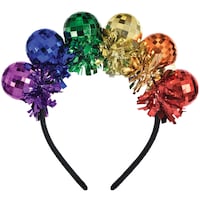 Rainbow Disco Ball Headband Front_Flat