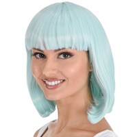 Long Bob Wig, Mint Green Front_Three_Fourths_Angled_Left