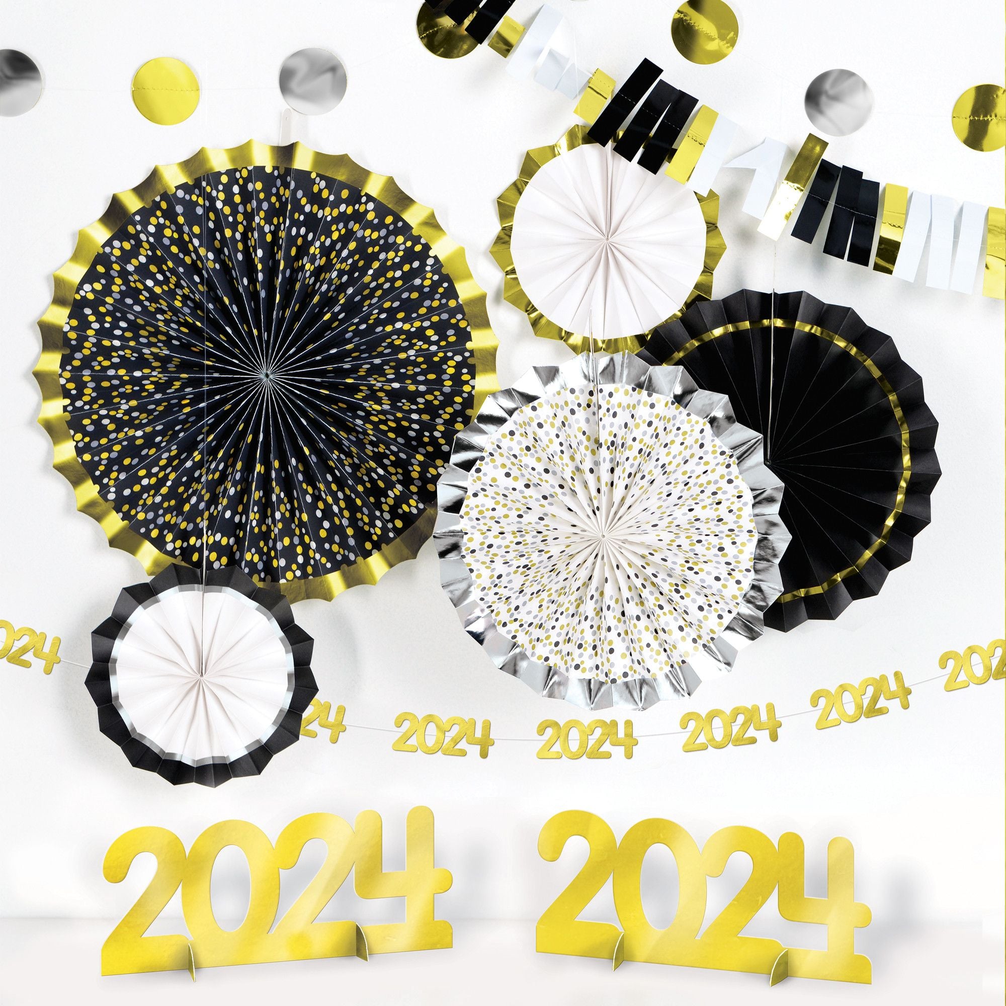Ballons 2024 de Couleur Noir Nouvel An - Décorations 