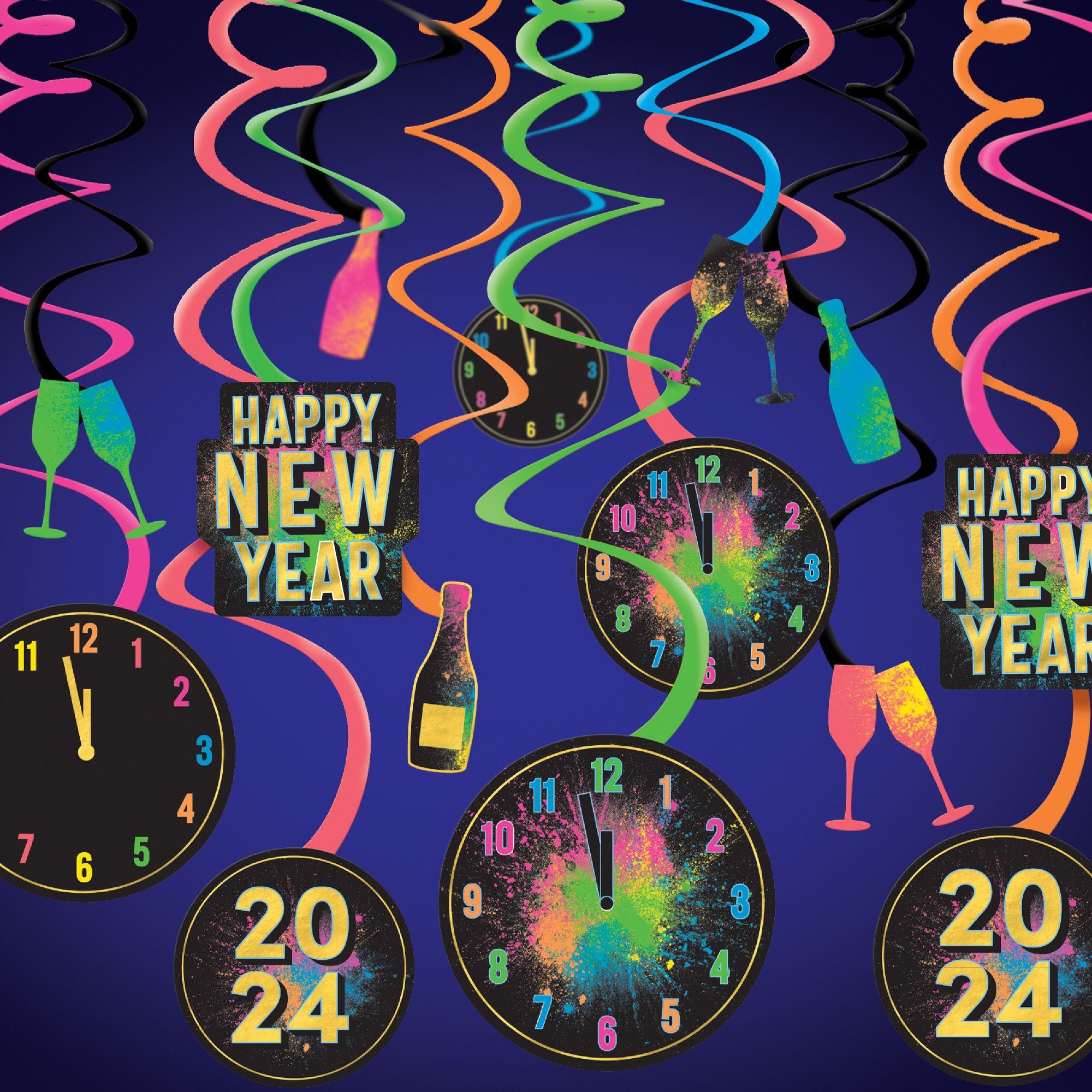 2024 New Years Countdown Glow Swirls, 30-ct