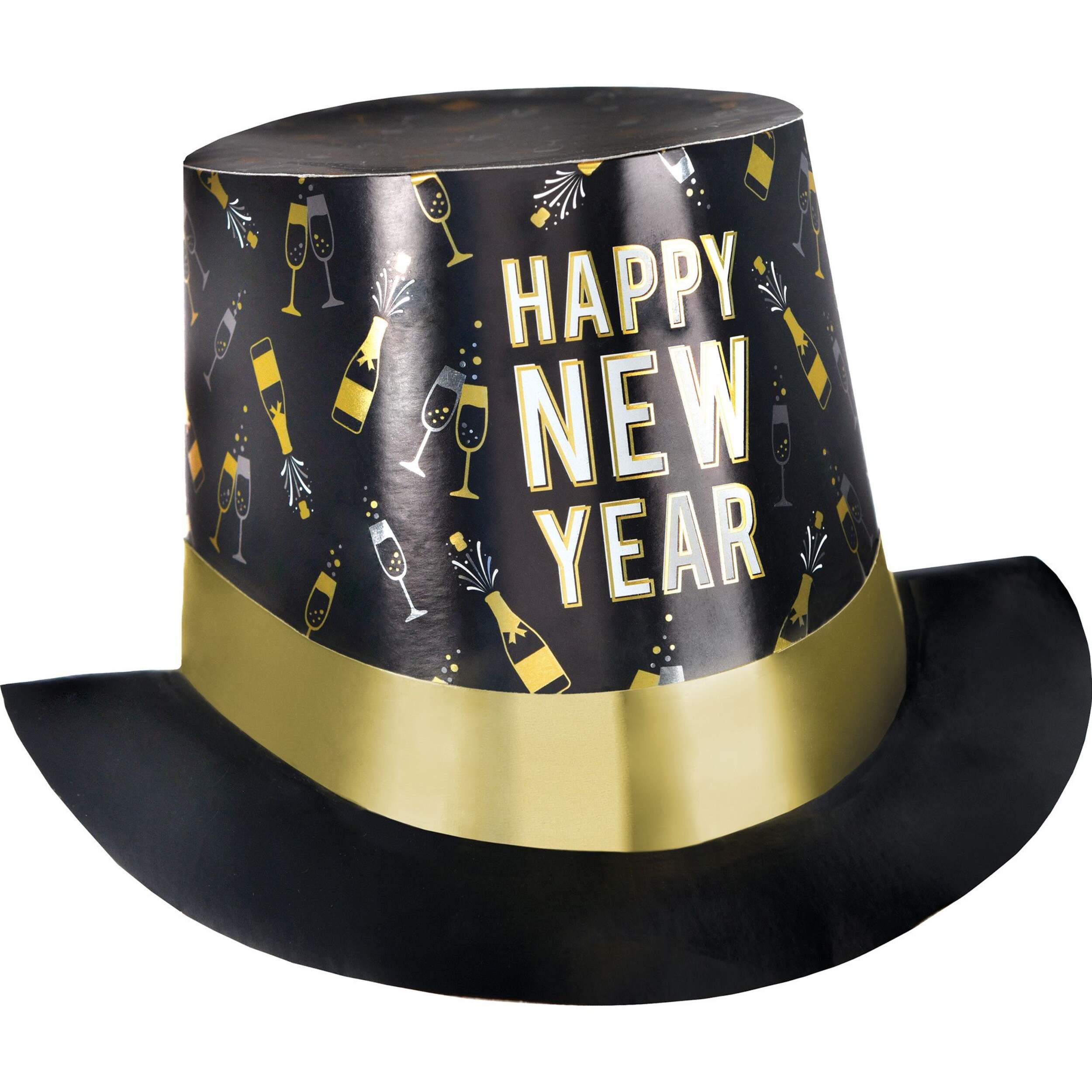 Chapeau haut-de-forme à imprimé New Year's Eve Front_Three_Fourths_Angled_Right