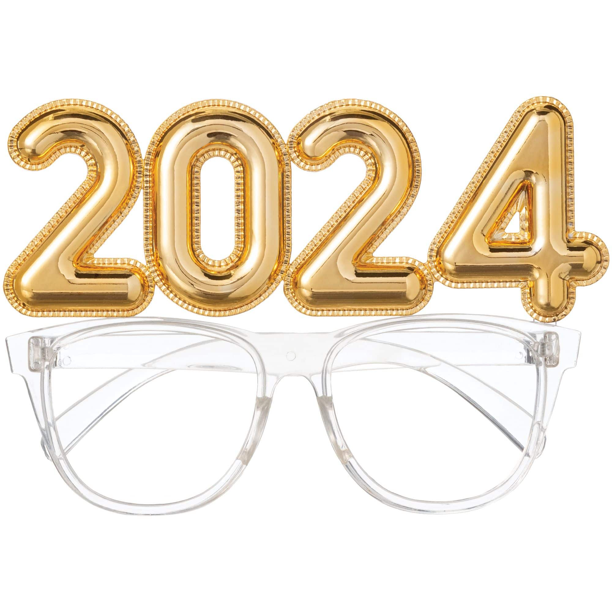 2024 Gold Balloon Number Glasses Party City