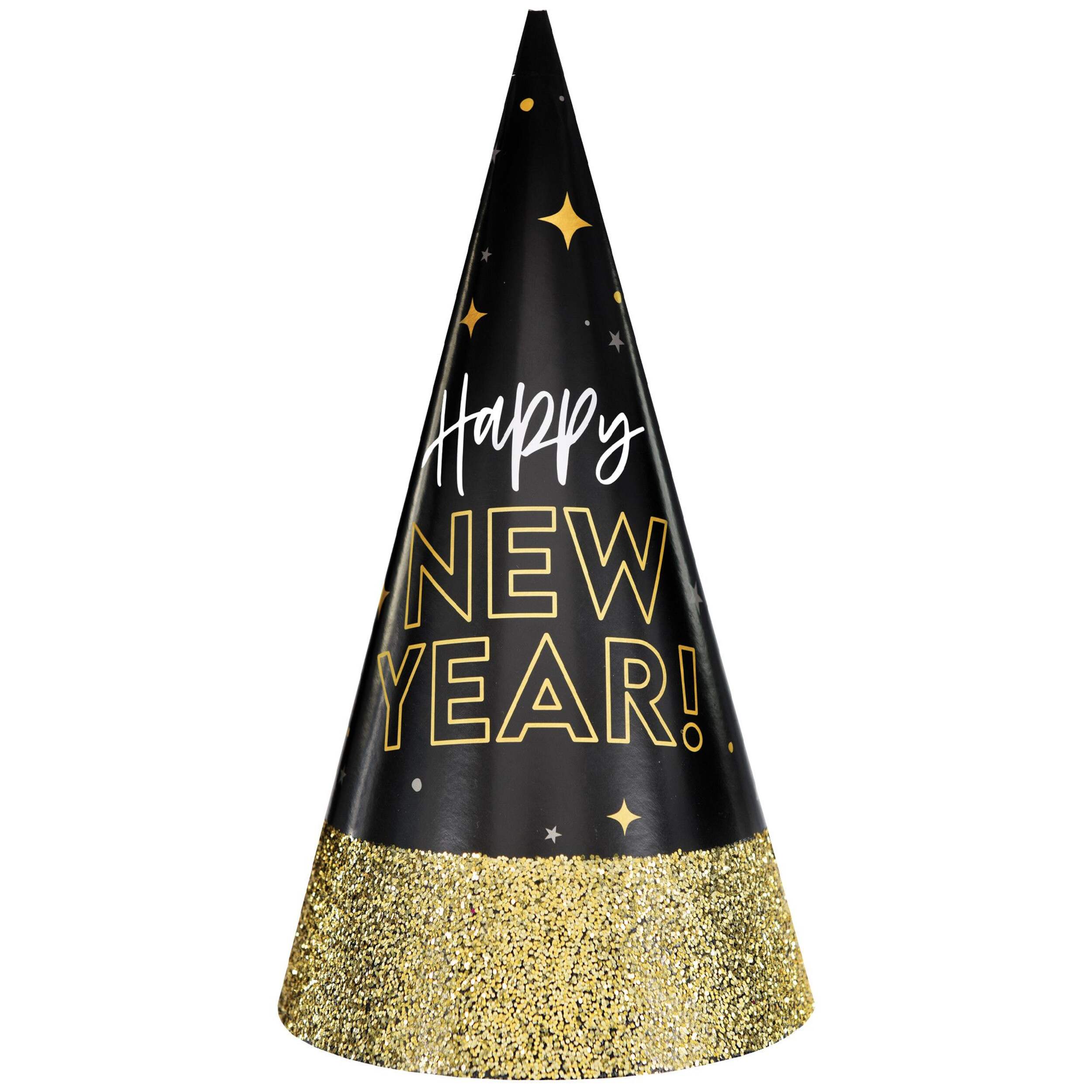 Chapeau pointu scintillant Happy New Year Front_Flat