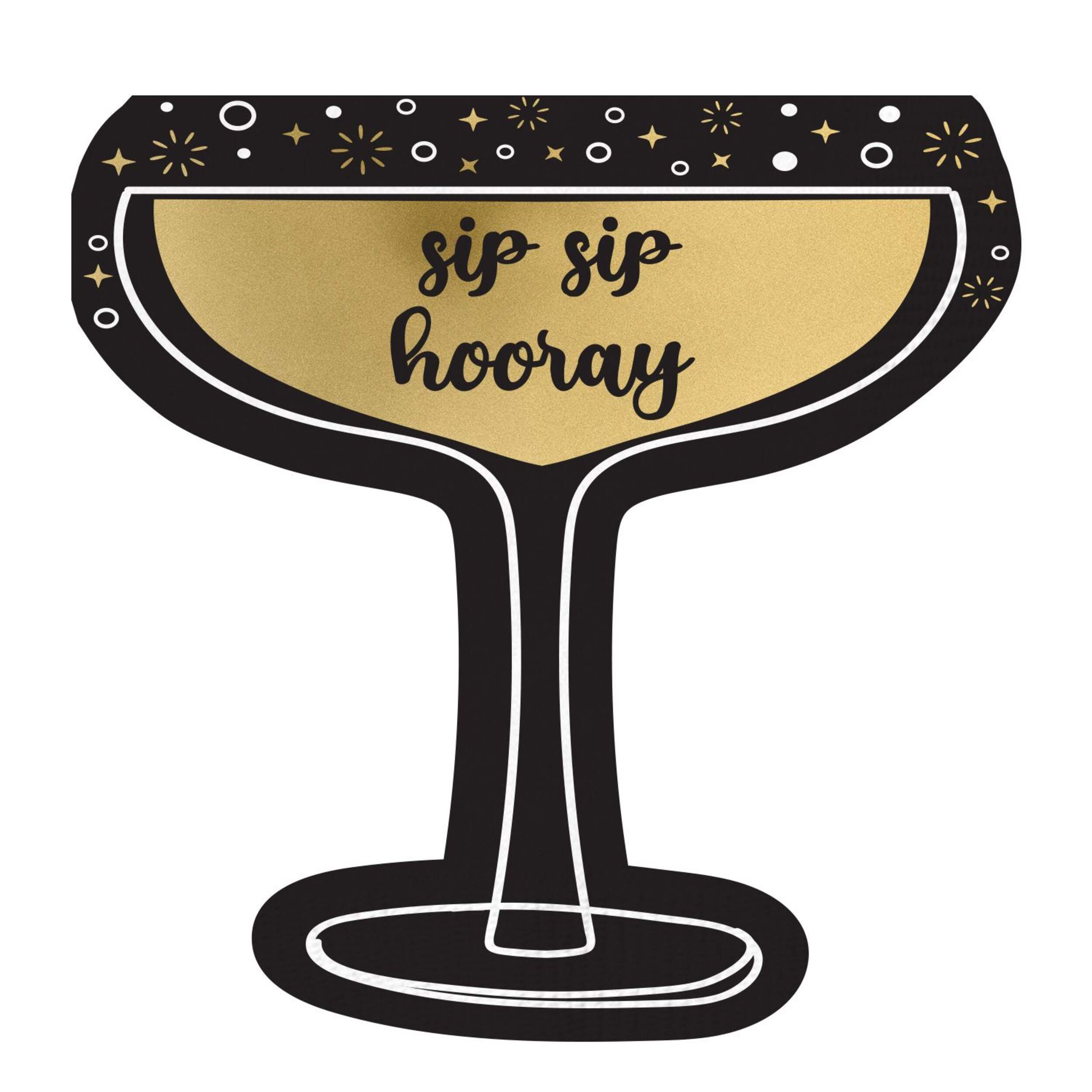 Serviettes de table métalliques verre rétro Sip Sip Hooray, 3 épaisseurs, paq. 16 Overhead_Flat