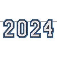 Banderole à lettres suspendue surdimensionnée en feutre remise des diplômes 2024, bleu, 12 pi