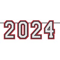 Banderole à lettres suspendue surdimensionnée en feutre remise des diplômes 2024, rouge, 12 pi