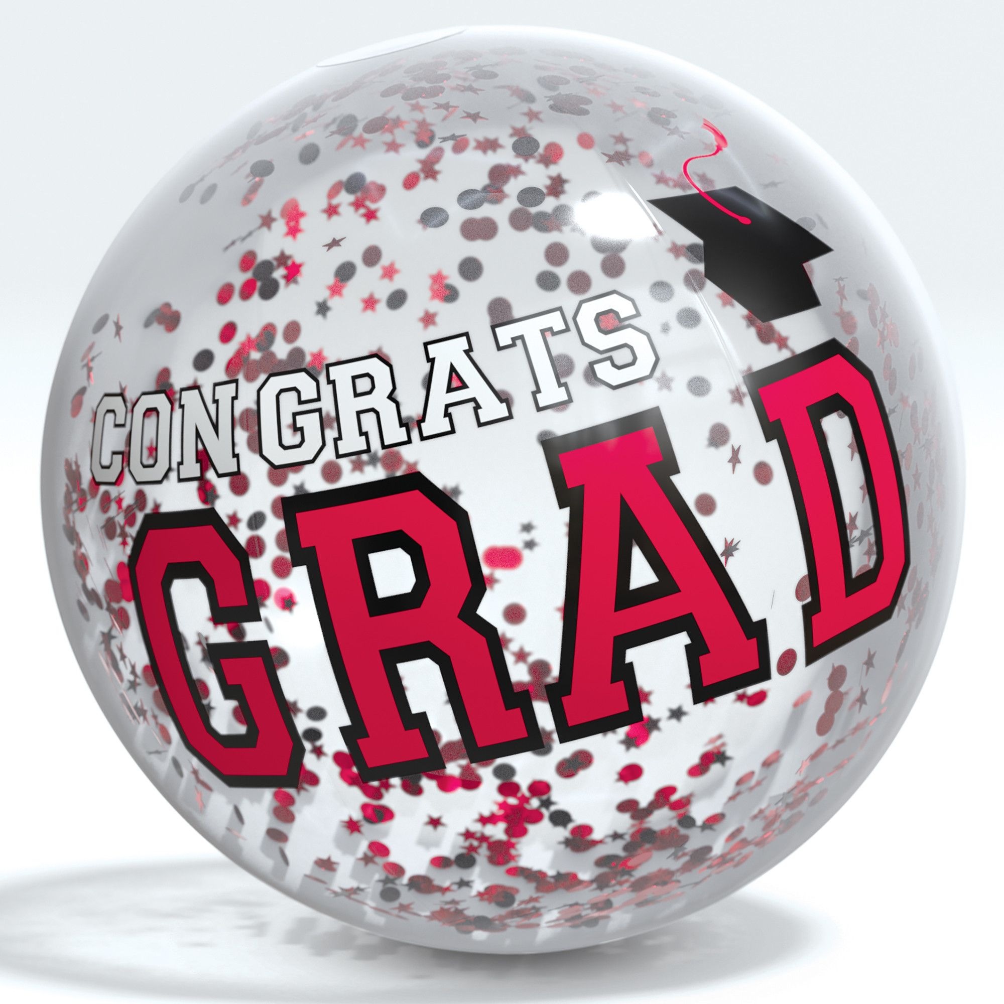 Congrats Grad Round Inflatable Confetti Beach Ball for Graduation Party
