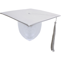 Mortier de finissant avec pompon, adulte, blanc, 11 x 11 po Front_Elevated