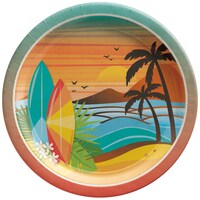 Summer Beach Life Round Paper Plates, 7-in, 50-ct Overhead_Flat