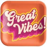 Summer Throwback Square Paper Plates, 7-in, 20-ct Overhead_Flat