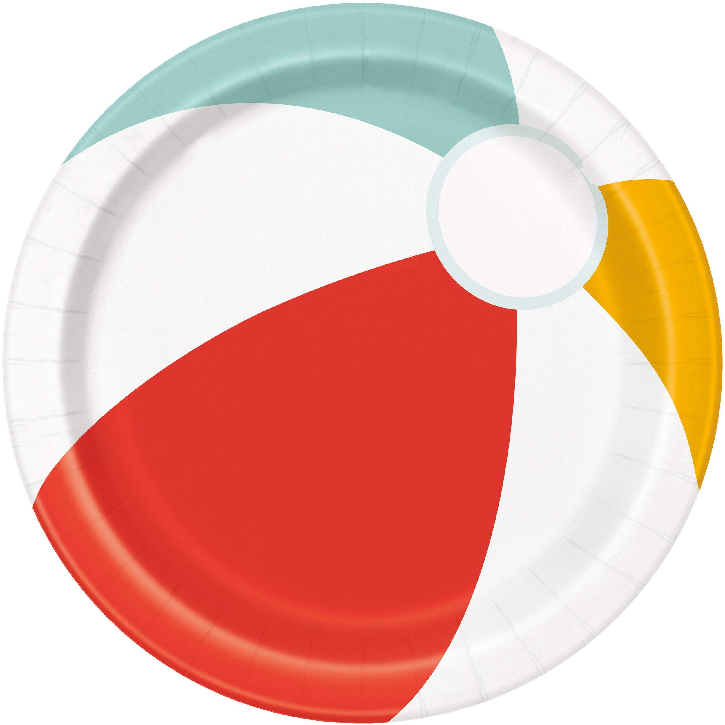 Assiettes à souper rondes en forme de ballon de plage, piscine estivale, 9 po, paq. 8 Overhead_Flat