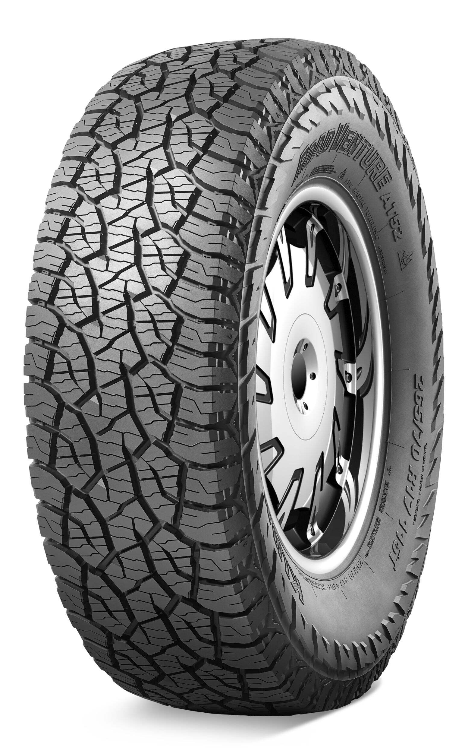 Kumho Road Venture AT52 All Season Tire for Truck & SUV Front_Three_Fourths_Angled_Left