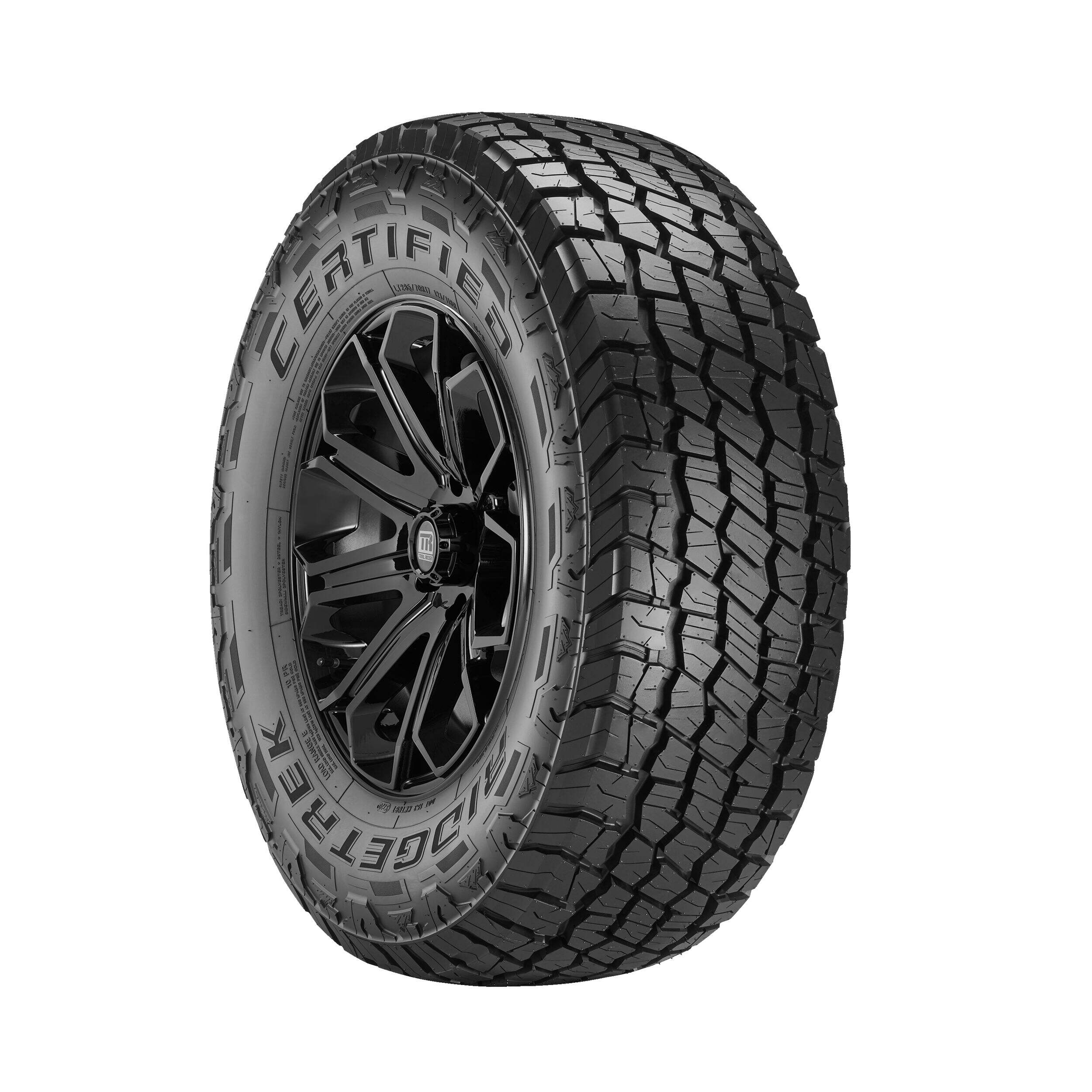 Certified RidgeTrek All Terrain Tire for Truck Front_Three_Fourths_Angled_Right