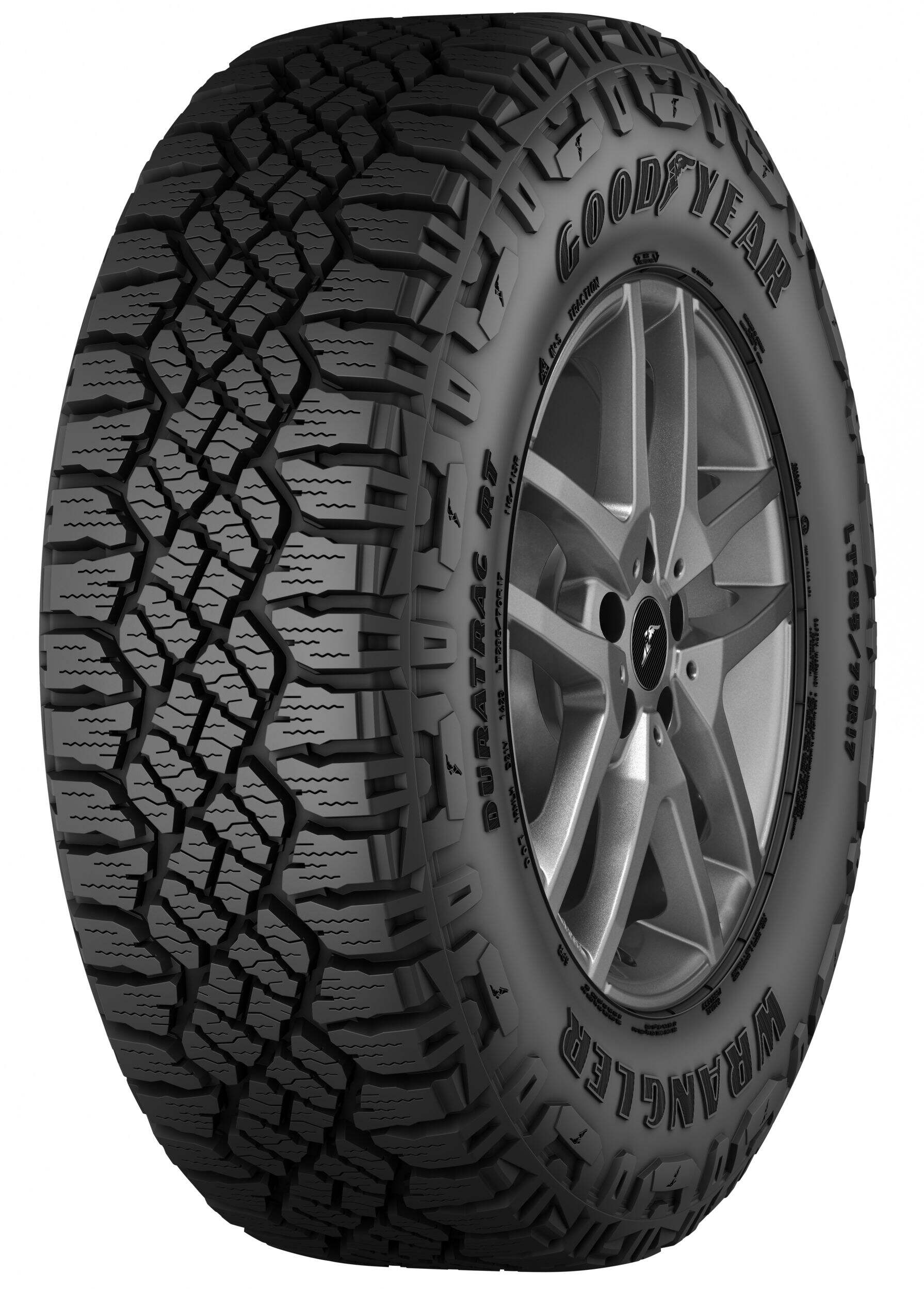 Pneu Goodyear Wrangler Duratrac RT, flottaison, hors route Front_Three_Fourths_Angled_Left