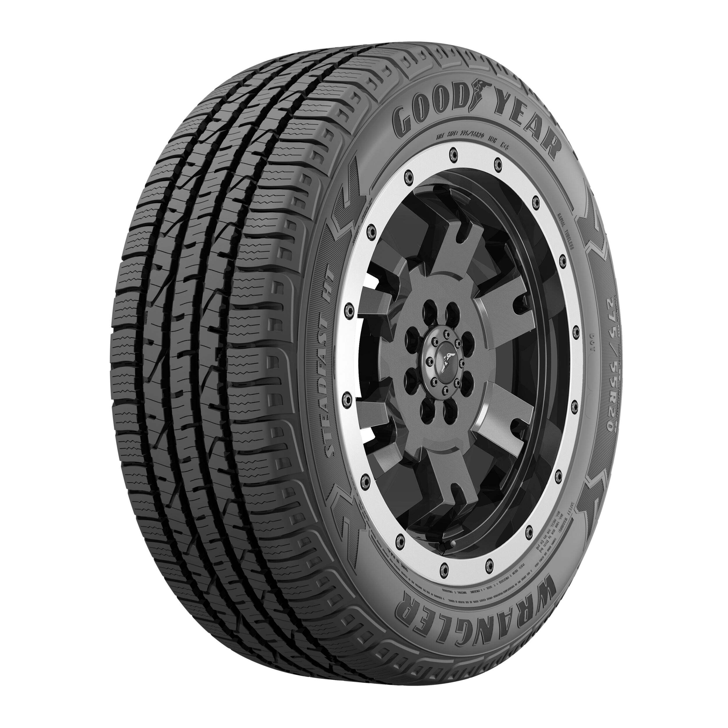 Goodyear Wrangler Steadfast HT All-Terrain Tire for Trucks & SUVs Front_Three_Fourths_Angled_Left