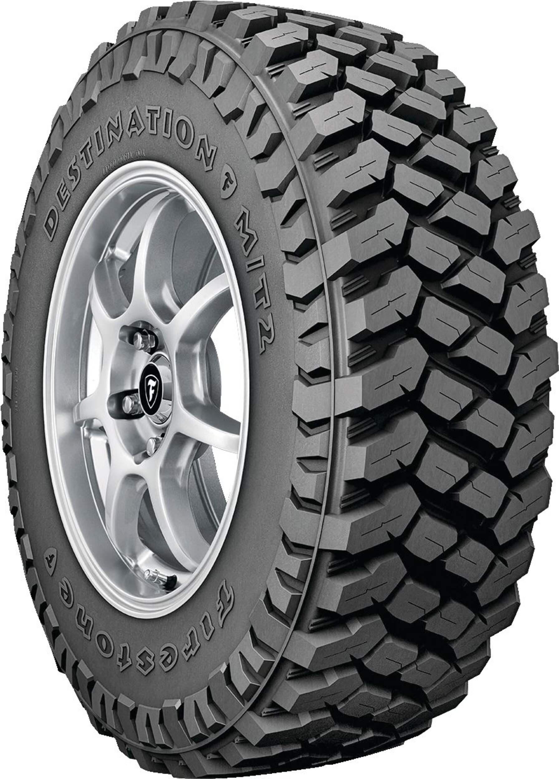 Pneu Firestone Destination M/T2 Front_Three_Fourths_Angled_Right