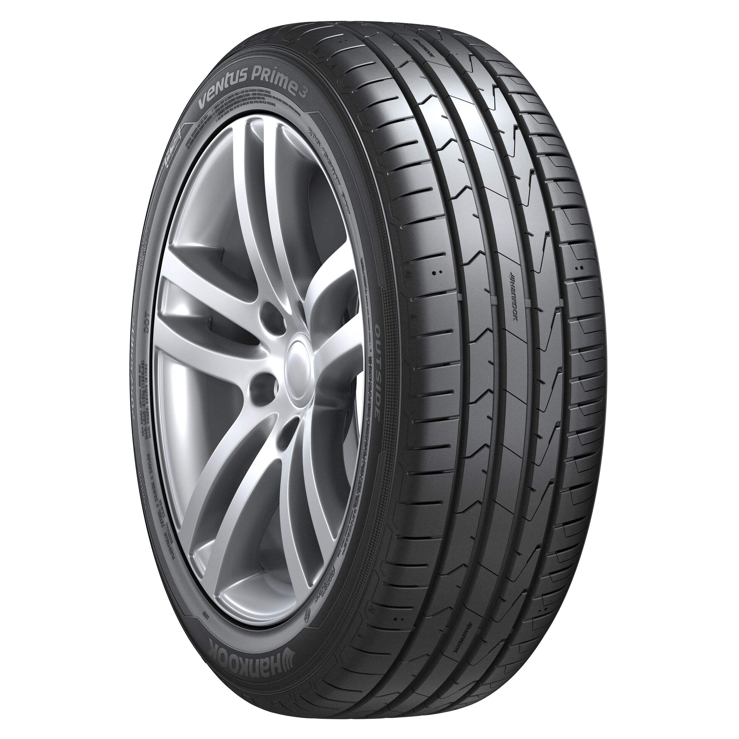 Hankook Ventus Prime3 Tire, Best in Dry Breaking/Handling Front_Three_Fourths_Angled_Right