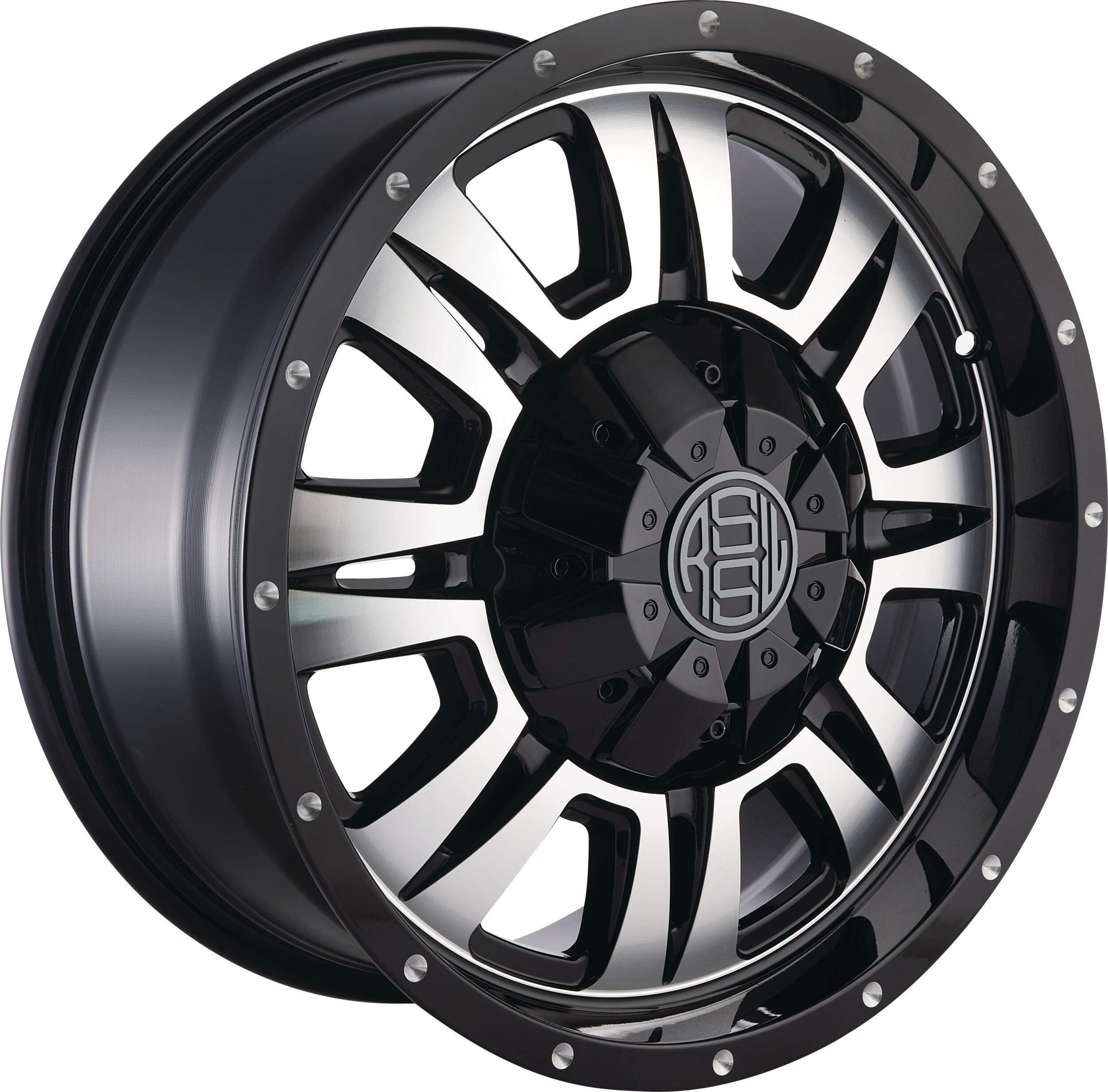 RSSW Heritage Alloy Wheel, Gloss Black/Machined Face Front_Angled_Left