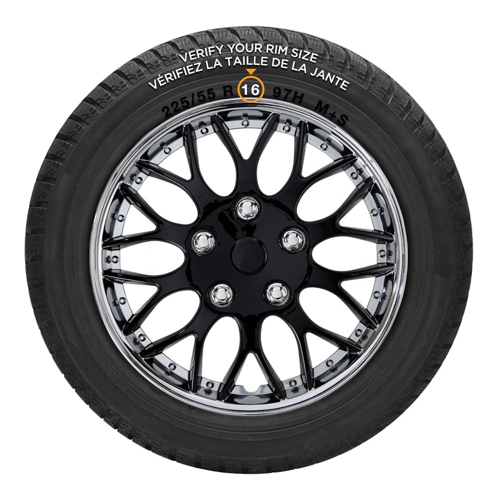 AutoTrends Wheel Cover, 970, Chrome/Black, 16in, 2pk Canadian Tire