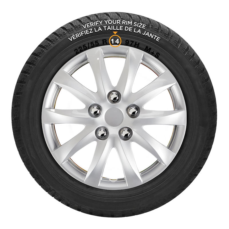 AutoTrends Wheel Cover, 1039, Silver/Lacquer, 14in, 4pk Canadian Tire