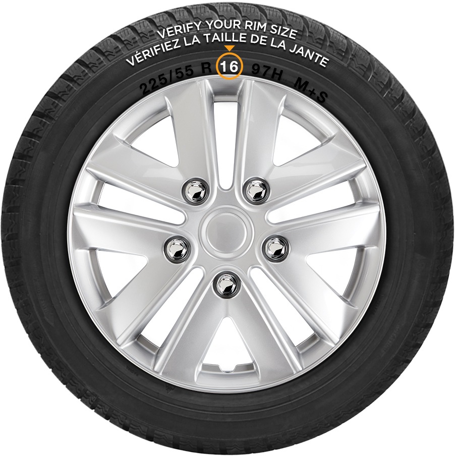 AutoTrends Wheel Cover, 991, Silver/Lacquer, 16in, 4pk Canadian Tire