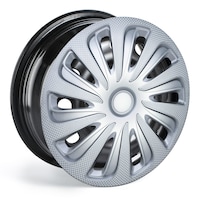 DriveStyle Carbon Wheel Cover/Hub Cap, Silver, 15-in, 4-pk Front_Angled_Left