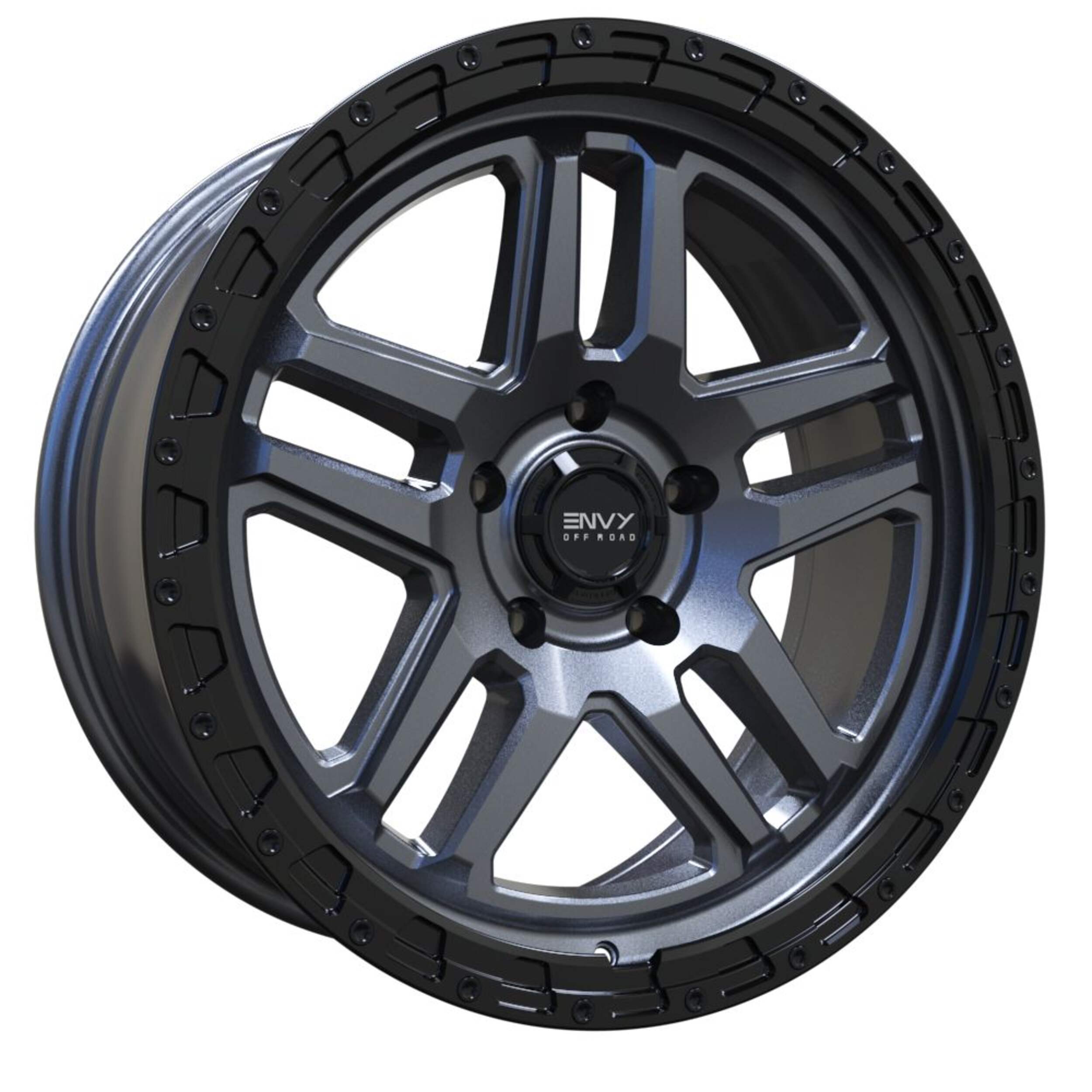 Jante en alliage Envy FFT-9, métal liquide, verrou noir lustré Front_Angled_Left