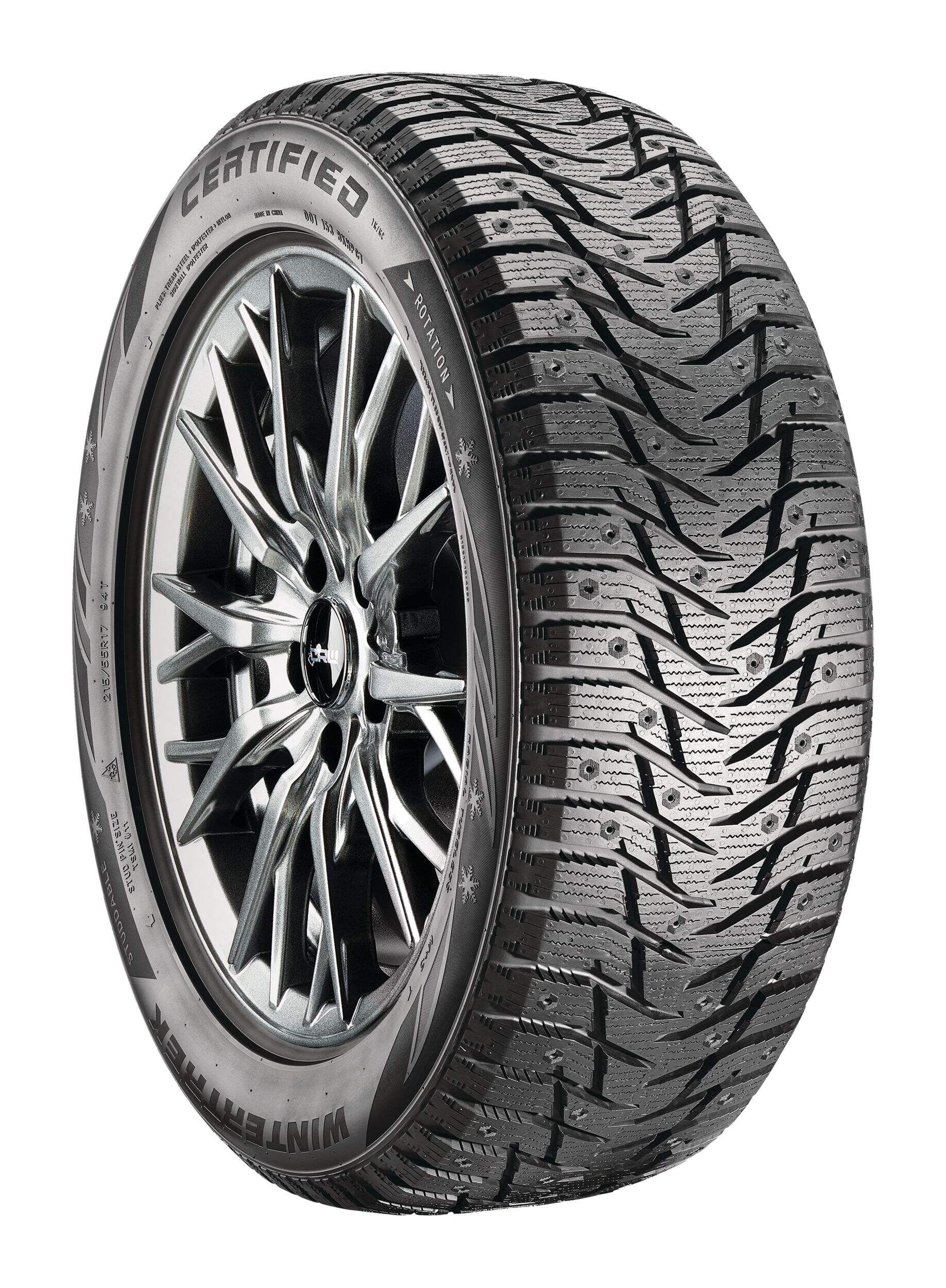 Certified WinterTrek Studdable Tire for Passenger & CUV Front_Angled_Right