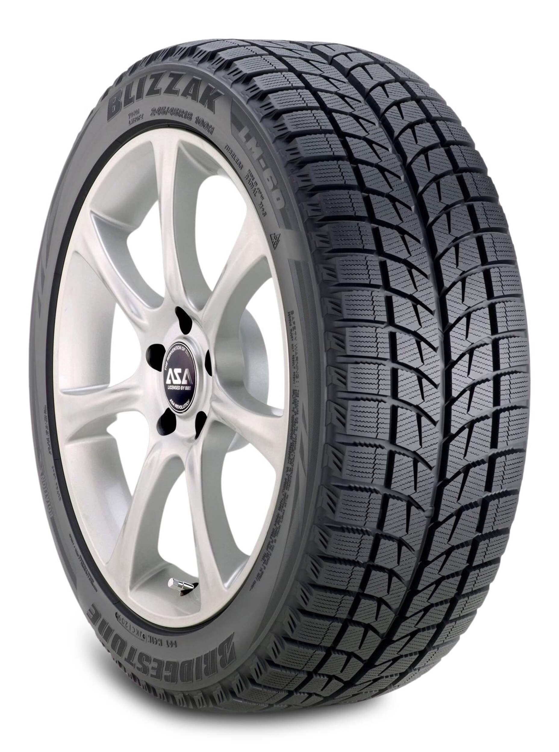Pneu d’hiver Bridgestone Blizzak LM-60 RFT, tourisme et véhicule utilitaire Front_Three_Fourths_Angled_Right