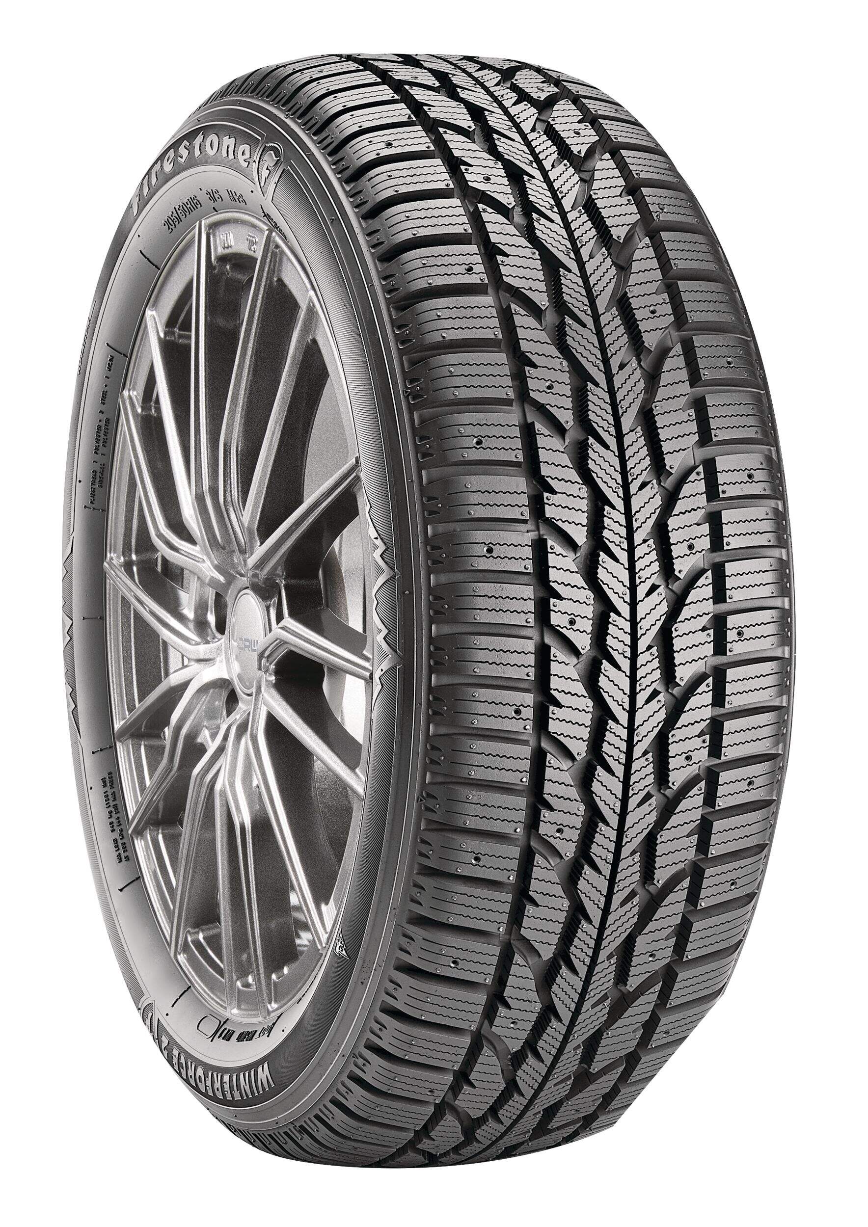 Firestone Winterforce 2 Studdable Tire For Passenger & CUV Front_Three_Fourths_Angled_Right