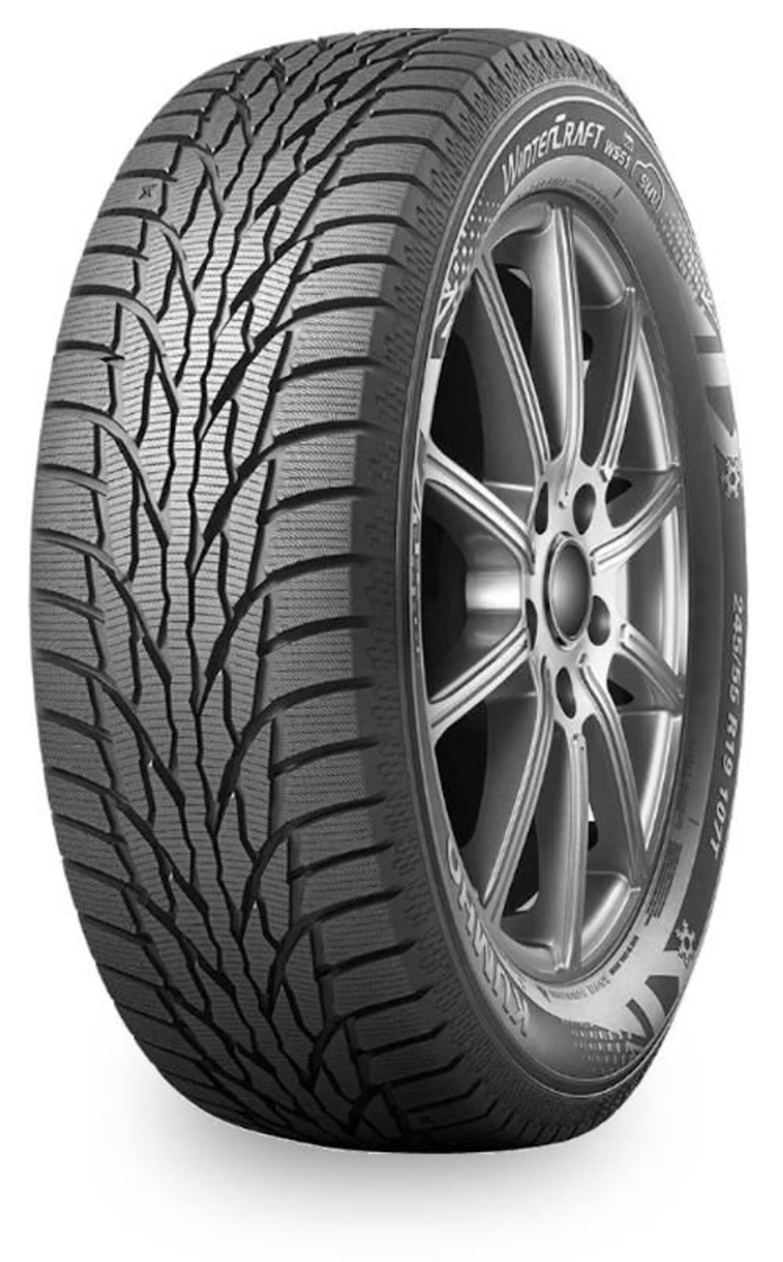 Kumho Wintercraft WS51 SUV Ice Winter Tire for Passenger & CUV Front_Three_Fourths_Angled_Left