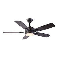 NOMA Ashton 44" 5-Reversible Blade 3-Speed Dimmable LED Ceiling Fan with Remote, Matte Black/Oak Bottom_Plunge