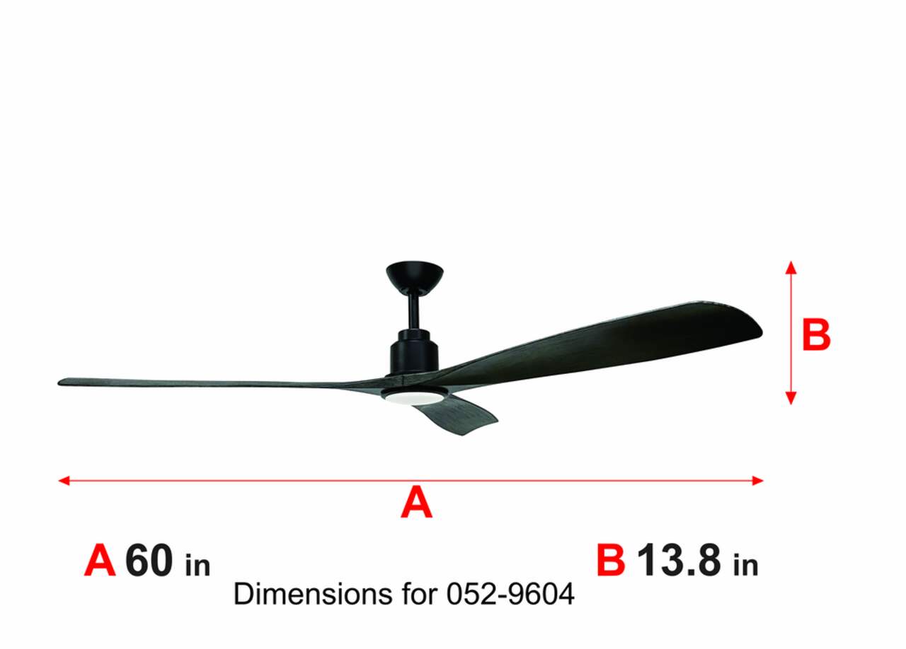 NOMA Nova 3-Blade Outdoor Ceiling Fan with LED Light Kit and remote, 60-in,  Matte Black