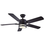 Noma Landon 52" 5-Reversible Blade 6-Speed Dimmable Indoor Ceiling with Remote, Matte Black Bottom_Plunge