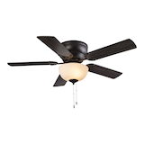 For Living 44" 5-Reversible Blade 3-Speed Ceiling Fan with Pull Chains, Black Bottom_Plunge