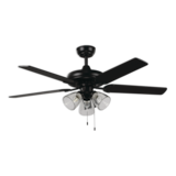 For Living 52" 5-Reversible Blade 3-Speed 3-Lights Ceiling Fan, Black Bottom_Plunge